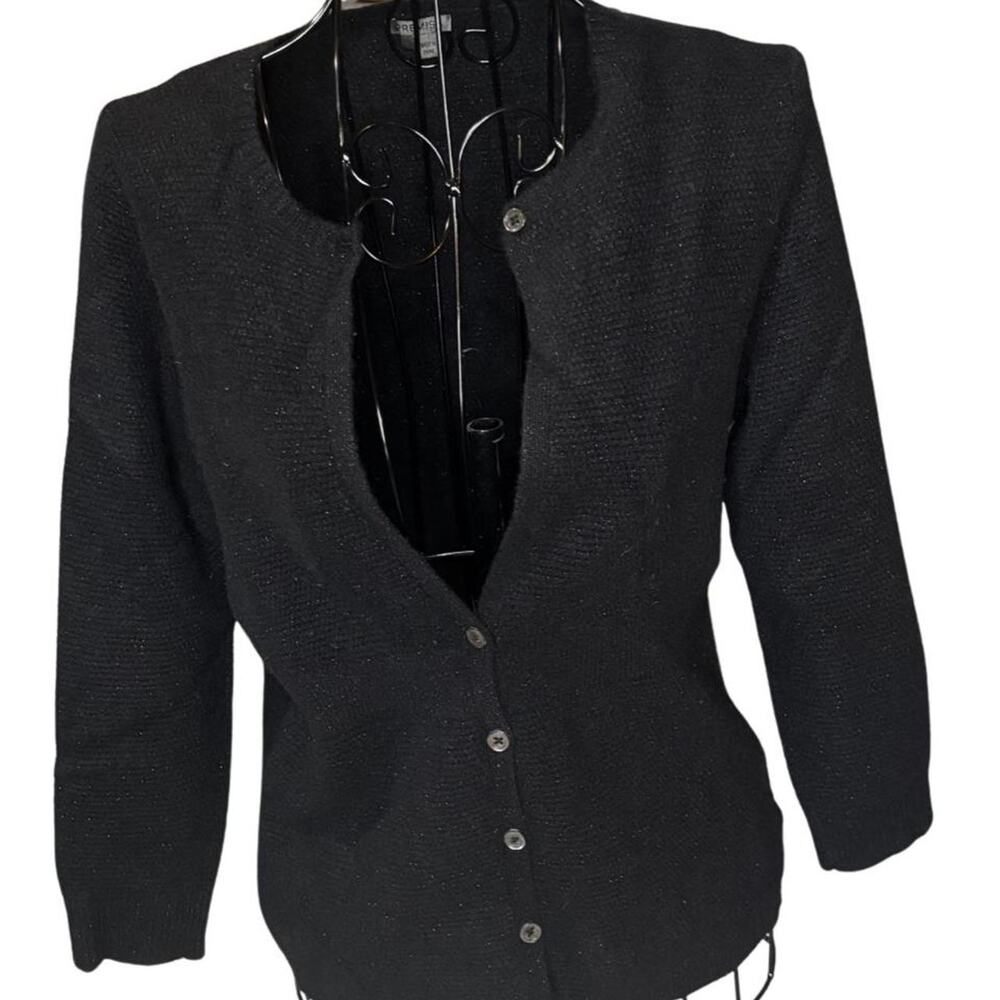 PREMISE Black Cashmere Blend Knit Cardigan Sweater Glitter Shimmer Medium M